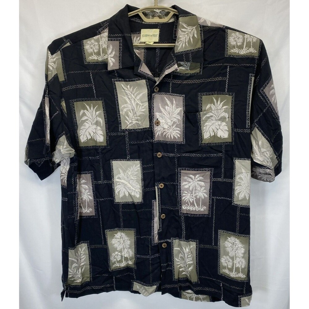 Joseph & Feiss Men's 100% Silk XL Casual Button-Up Shirt Hawaiian Floral